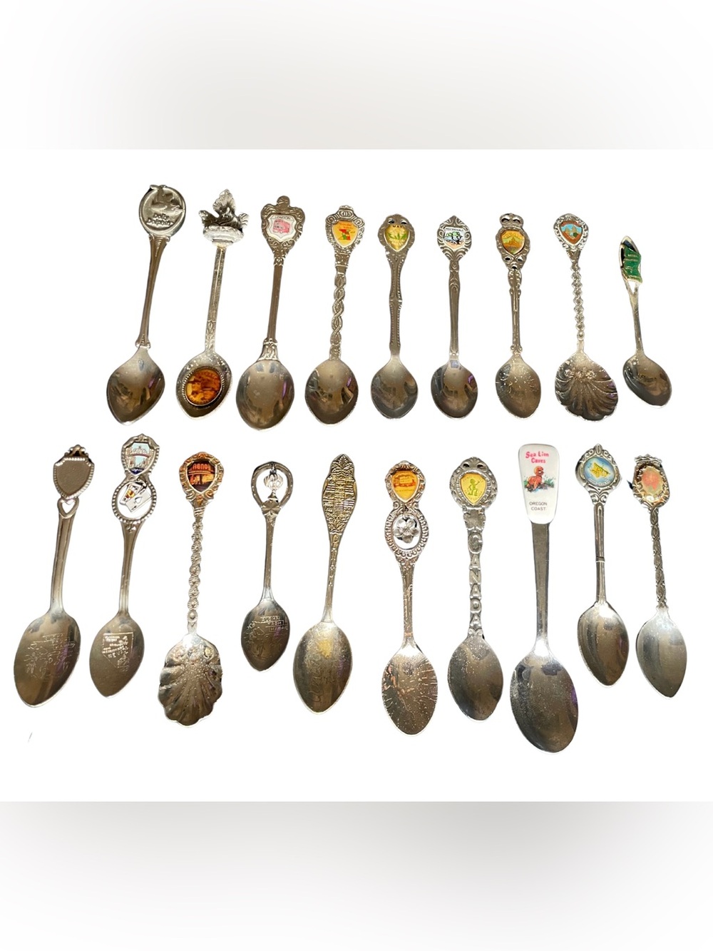 19 Vintage Collectible Souvenir Spoons